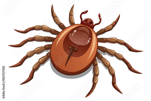 High-quality illustration of a tick insect with realistic detail and color. This vector graphic shows the tick’s body structure, legs, and texture, perfect for educational, scientific, and medical pur