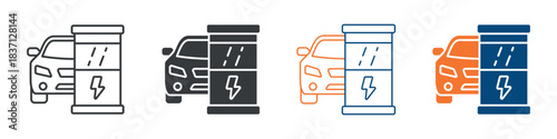 Vehicle Charging Icon Set Multiple Style Collection
