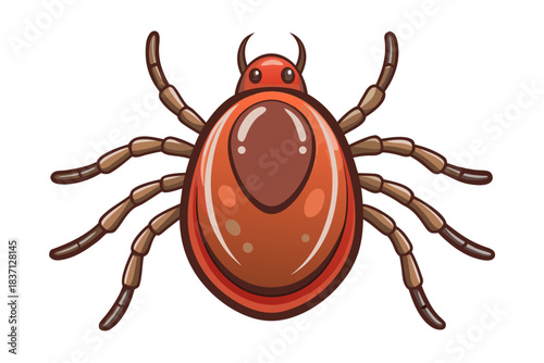 High-quality illustration of a tick insect with realistic detail and color. This vector graphic shows the tick’s body structure, legs, and texture, perfect for educational, scientific, and medical pur