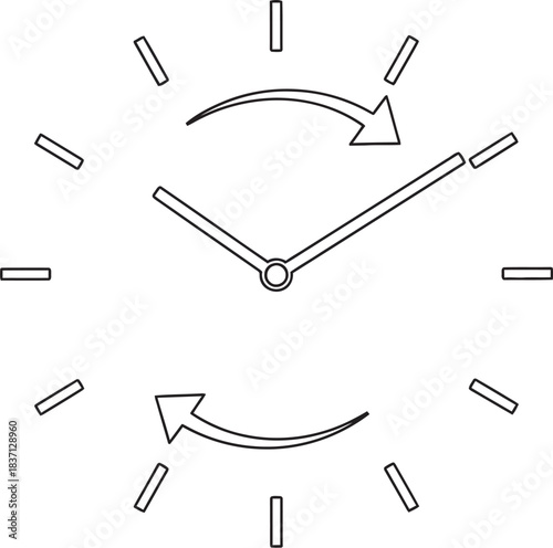 Clock face with arrows indicating time change, representing concepts of time management and deadlines.