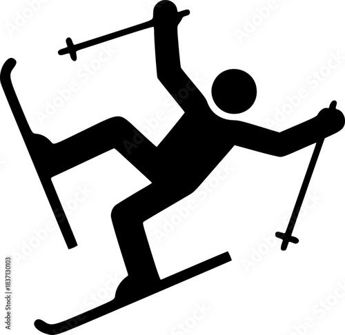 Skiing Skier Falling or Crashing Icon