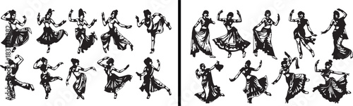 Dance Silhouette Vector, Performing Art Illustration, Couple Dancing Design, Creative Motion Graphic, Stage Performance Icons, Traditional Dance Vector, Ballroom Choreography Art, Festival Performance