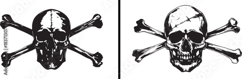 Skull Vector Illustration, Crossbones Symbol Design, Pirate Skull Clipart, Danger Warning Icon, Gothic Art Vector, Human Skull Graphic, Tattoo Symbol Illustration, Horror Design Pack, Dark Skull Artwo