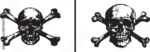 Skull Vector Illustration, Crossbones Symbol Design, Pirate Skull Clipart, Danger Warning Icon, Gothic Art Vector, Human Skull Graphic, Tattoo Symbol Illustration, Horror Design Pack, Dark Skull Artwo