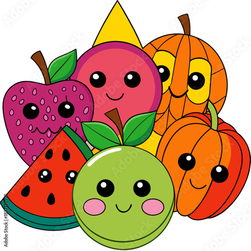 funny cartoon fruits