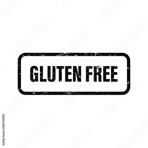Grunge stamp style gluten free text label isolated on white background