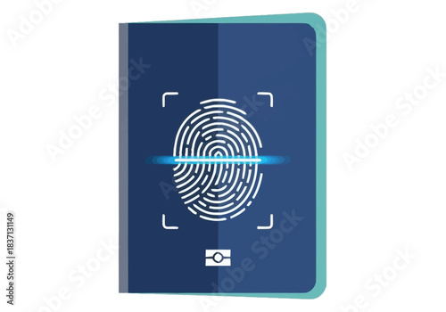 Biometric Passport Security Scan with Fingerprint Recognition Technology Niche Industry Vector Icons Evergreen Microstock Graphics Sustainable Energy Line Art