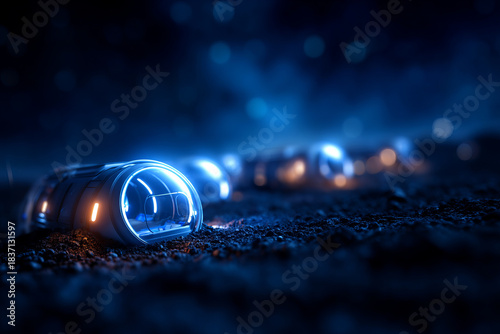 Futuristic habitat concept featuring interconnected living pods on alien landscape