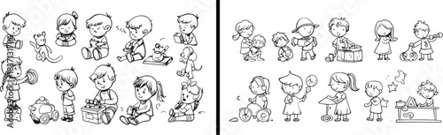kids activity clipart, home scene illustrations, child routine sketches, playful daily life art, hand drawn kids scenes, black white activity clipart, printable kids scenes, lifestyle illustration pac