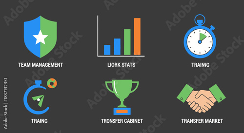 Football Management, Training, and Transfer Market Concepts Illustrated.