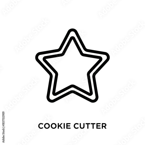 Simple outline of a star-shaped cookie cutter against a white background, indicating baking preparation