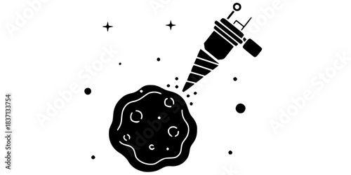 Asteroid Resource Mining Drill Vector Silhouette