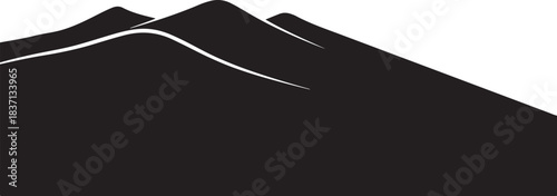 Black silhouette of rolling hills and mountains Keywords: mountains, hills, landscape, nature