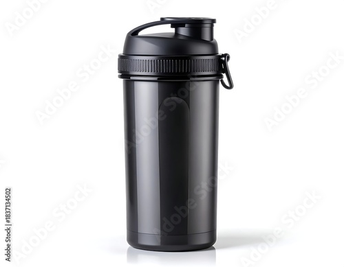 Wallpaper Mural Sleek black cylindrical shaker bottle, partially visible, on white background, studio shot, isolated Torontodigital.ca