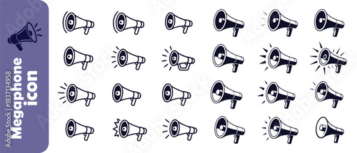 Megaphone icon set collection of speaker icons symbol for announce advertisement and communication