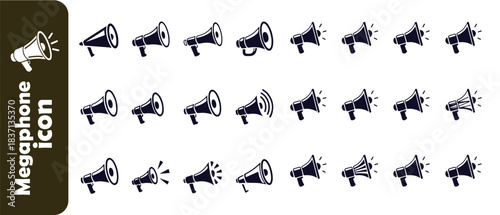 Megaphone icon collection with various designs, ideal for announcements, promotions, and communication needs