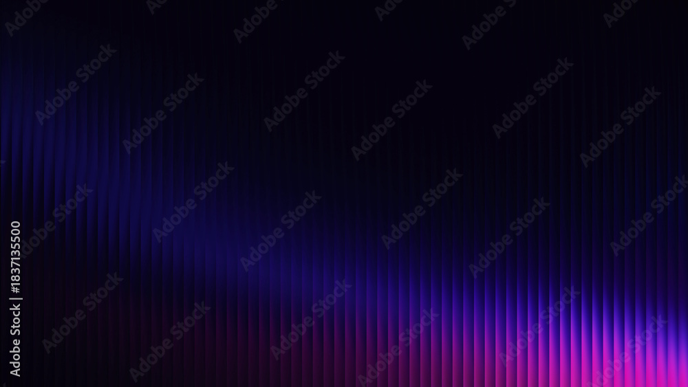 Obraz premium purple gradient glass lines effect black background futuristic cool glow soft waves animation Vertical Lines Ribbed Texture Gradient Lighting Modern