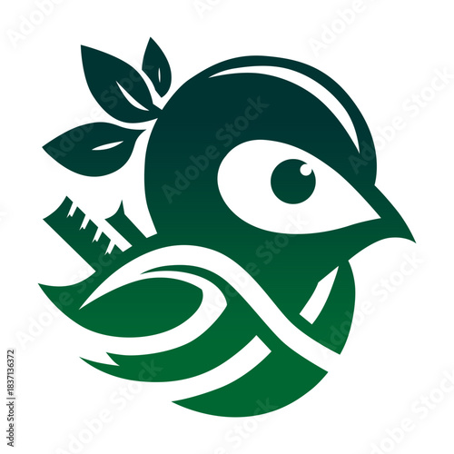 Stealthy Green Bird Mascot Logo with Gradient