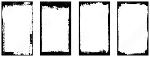 Splatter Paint Texture . Distress rough background. Black border frame set. 