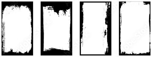 Vector Frames with rough edges . Rectangles for image. distress texture . Grunge tiny frame borders isolated on the background . Dirt effect . 