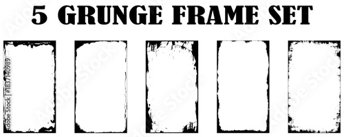 Grunge rectangle border set .Grunge style with brush stroke grunge frame.