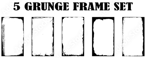 Grunge rectangle border set .Grunge style with brush stroke grunge frame.