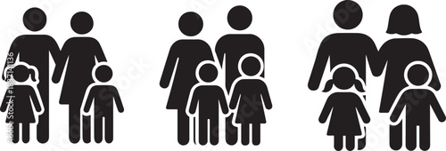 Family Silhouette Icon Set.