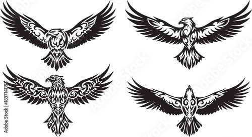 Dynamic Tribal Cat Feline Silhouette Vector