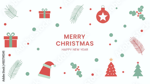 Festive Christmas and New Year Celebration with Holiday Decorations and Gifts