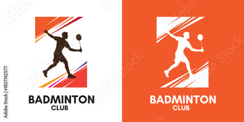 Minimalist Badminton Player Silhouette Logo Icon