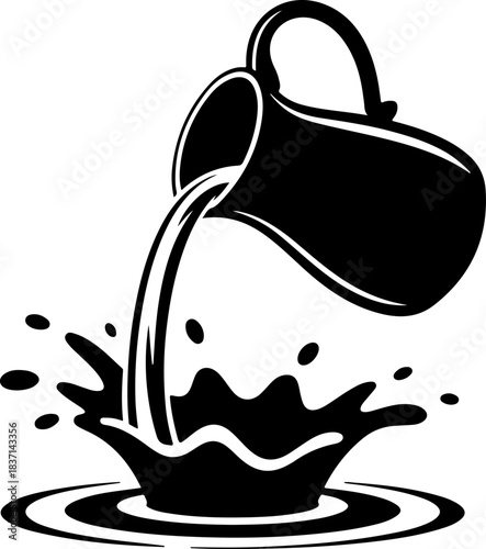 pitcher pouring liquid silhouette vector illustration