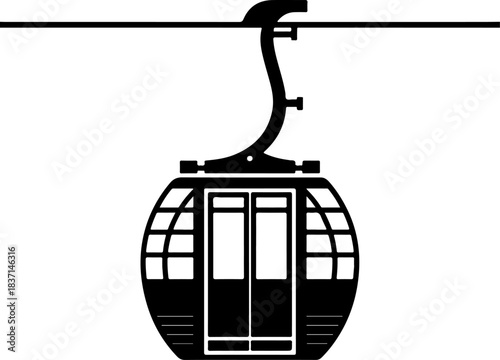 Aerial tramway gondola cabin silhouette vector illustration