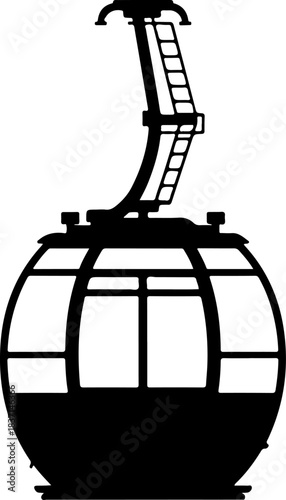 Aerial tramway gondola cabin silhouette vector illustration