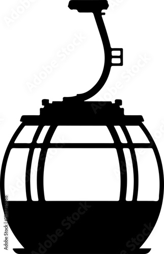Aerial tramway gondola cabin silhouette vector illustration