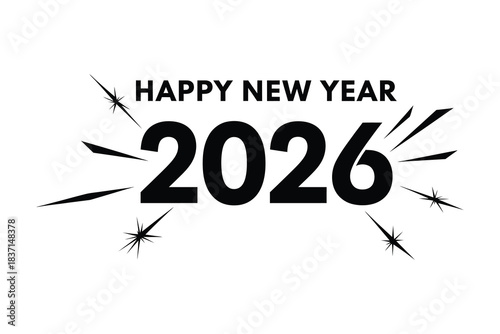Happy new year 2026 with sparkler effects and bold typography
