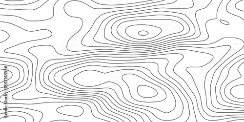 Abstract Terrain Flow Lines. Minimal Contour Map Vector Design.