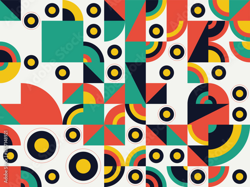 Vibrant and Dynamic Abstract Geometric Design showcasing Modern Composition and Playful Shapes for Creative Backgrounds and Digital Art