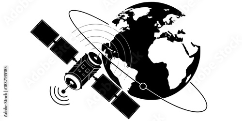 Satellite Mega-Constellation Orbit Vector Silhouette