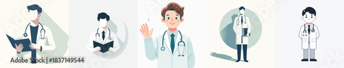 Handsome Male Doctor Vector Illustration