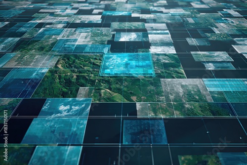Abstract grid of earth terrain tiles