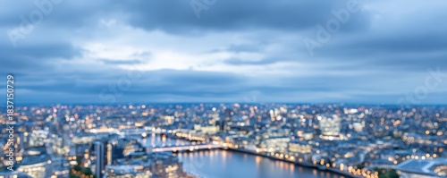 Blurred nighttime london cityscape with bokeh lights for urban abstract design
