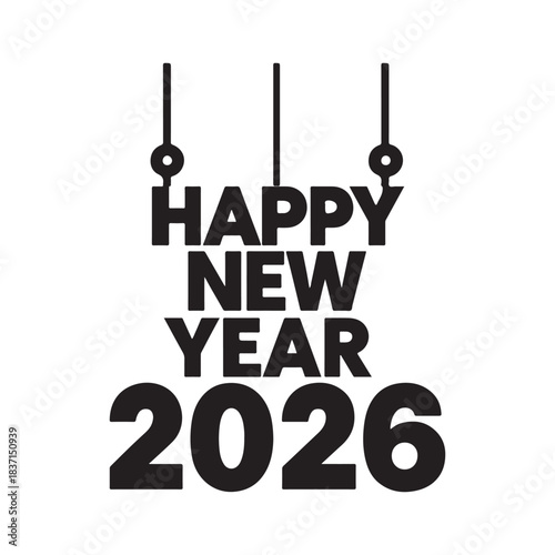 Happy new year 2026 celebration greeting card design with modern typography