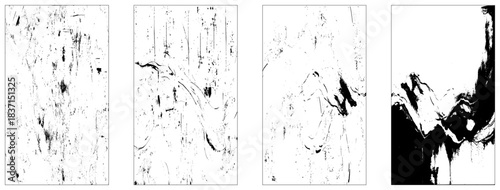 Realistic texture overlay, worn paper effect.  Grunge textures. Collection of black paint brush stroke background