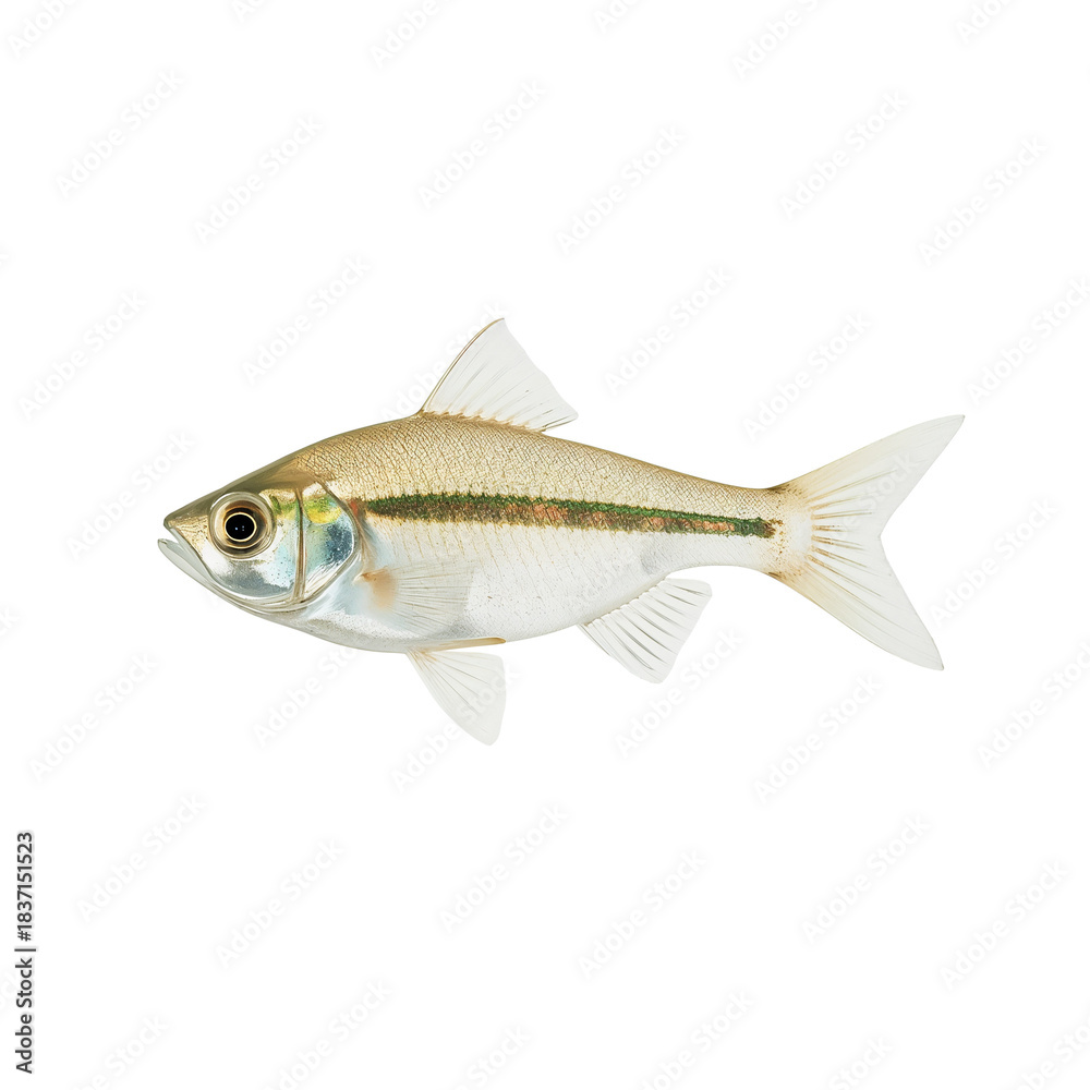 Fototapeta premium Silver-scaled river fish isolated against dark background studio-shot river creature