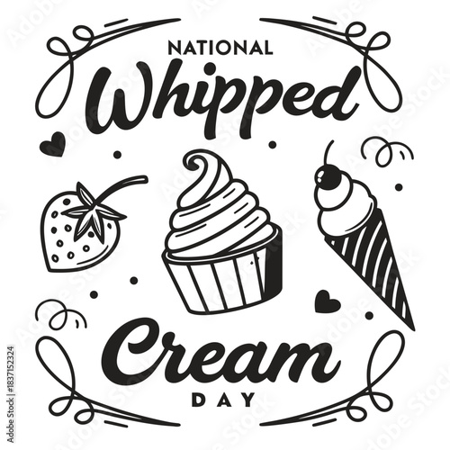 NATIONAL WHIPPED CREAM DAY vector illustration isolated on white background