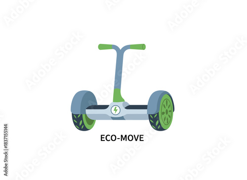 An eco‑friendly electric gyroscooter, a modern two‑wheeled gyroboard for urban transport, also known as an electro‑vehicle or mobile EV, depicted as a flat vector illustration on a white background