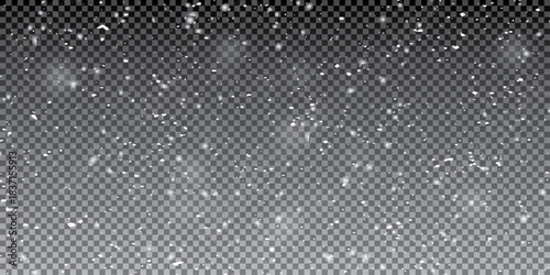 Falling Snow Effect Overlay – Isolated Snow Particles on transparent Background with Winter Texture for Atmospheric and Festive Designs	