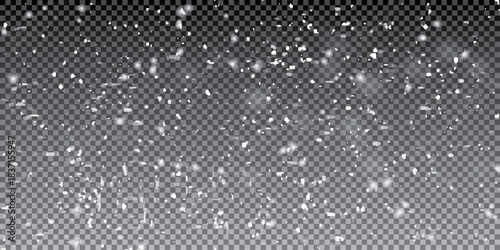 Snowfall, abstract nature background, heavily blurred landscape, blizzard and white snow backdrop. Vector illustration.