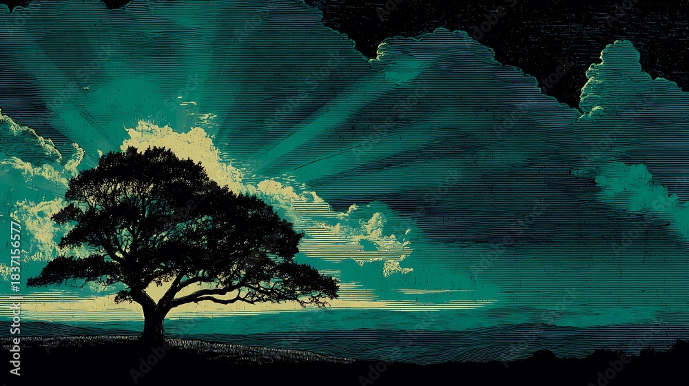 Obraz premium Hauntingly beautiful tree in mist high resolution picture