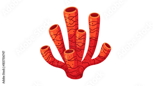 Pixel Art Orange Tube Sponge Coral Underwater Ocean Marine Life Nature Illustration